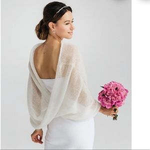 Mohair silk shawl in ivory